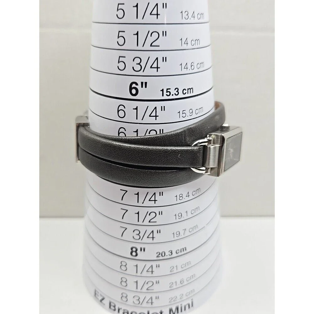 Fossil Delaney JR1371 Womens Gray Silver Tank Wrap Leather Watch New Battery
